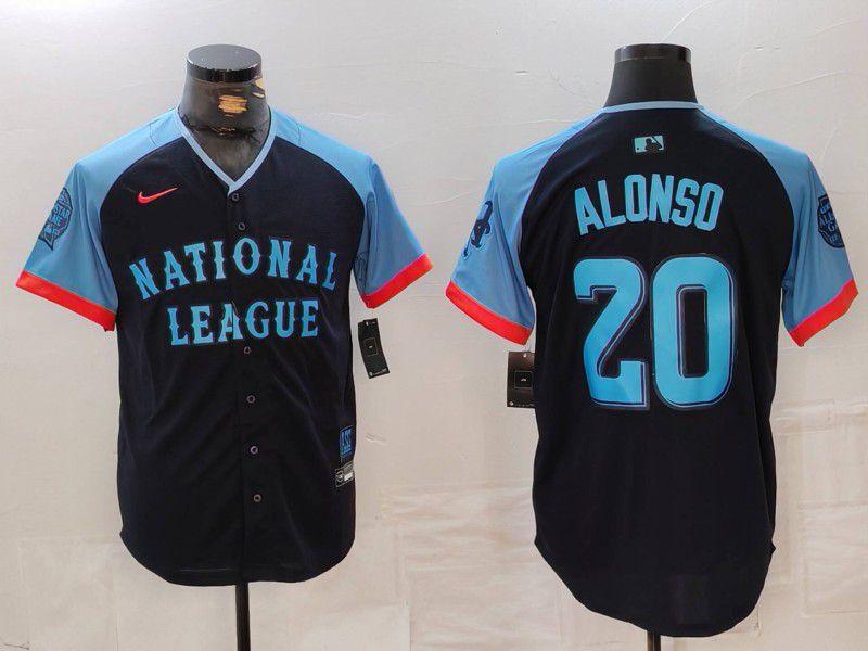 Men New York Mets #20 Alonso Blue All star 2024 Nike MLB Jersey style 1->new york mets->MLB Jersey